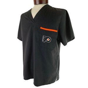 Small NHL Philadelphia Flyers Men's Black Scrub Top Short Sleeve